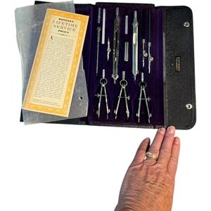 Vintage‎ Dietzgen Universal Drafting Compass Set with Case & Paperwork 1097 L